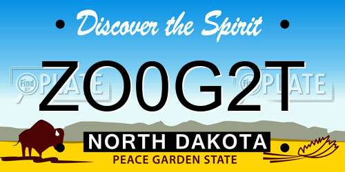 ZO0G2T North Dakota License Plate