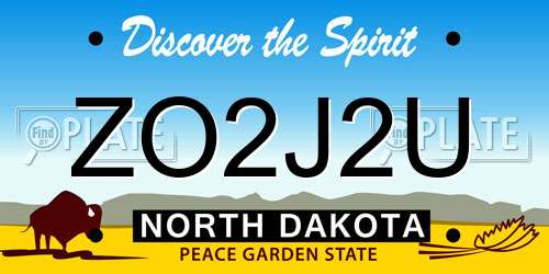 ZO2J2U North Dakota License Plate