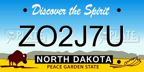 ZO2J7U North Dakota License Plate