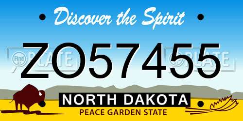 ZO57455 North Dakota License Plate