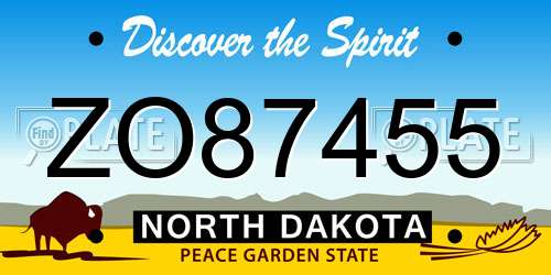 ZO87455 North Dakota License Plate