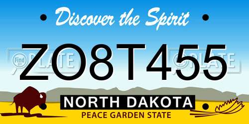 ZO8T455 North Dakota License Plate