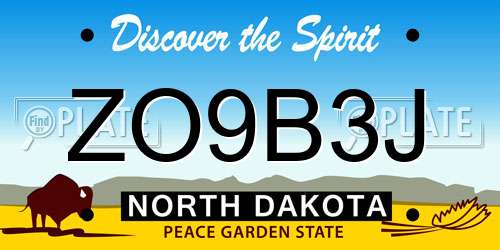 ZO9B3J North Dakota License Plate