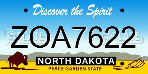 ZOA7622 North Dakota License Plate