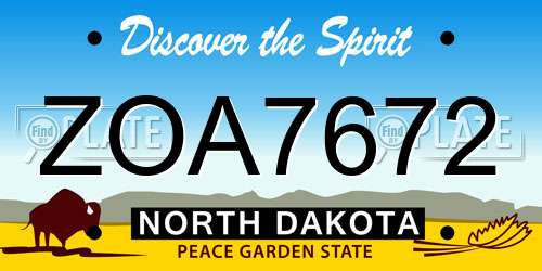 ZOA7672 North Dakota License Plate