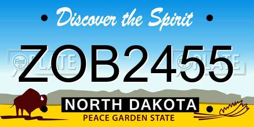 ZOB2455 North Dakota License Plate