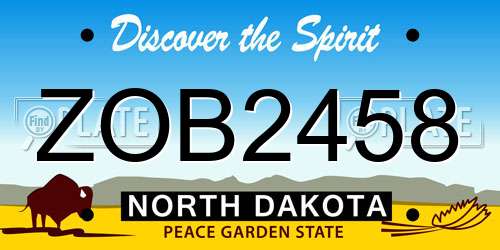 ZOB2458 North Dakota License Plate