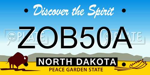 ZOB50A North Dakota License Plate
