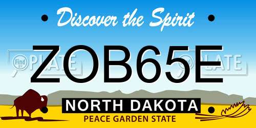 ZOB65E North Dakota License Plate