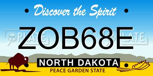 ZOB68E North Dakota License Plate