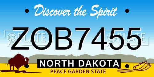 ZOB7455 North Dakota License Plate