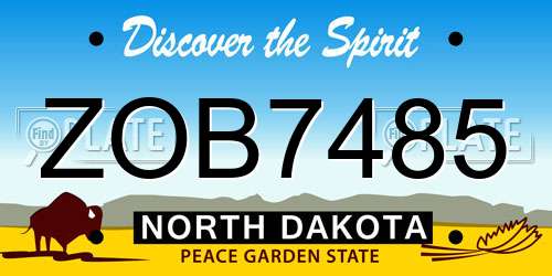 ZOB7485 North Dakota License Plate