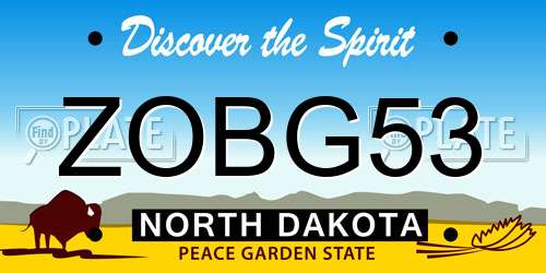 ZOBG53 North Dakota License Plate