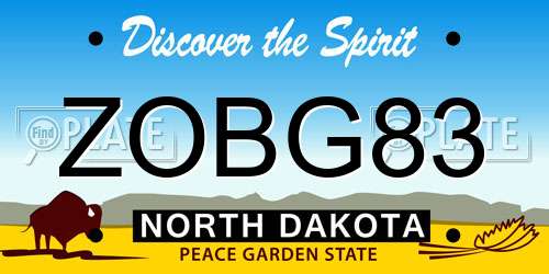 ZOBG83 North Dakota License Plate