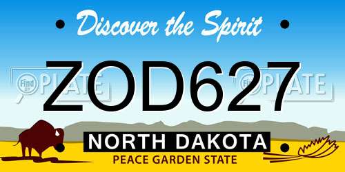 ZOD627 North Dakota License Plate