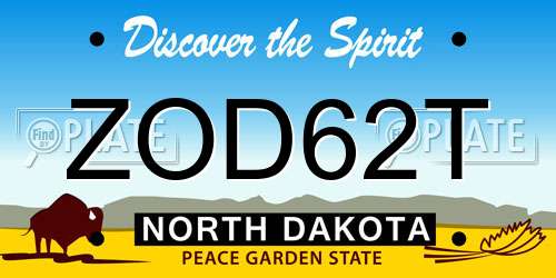 ZOD62T North Dakota License Plate