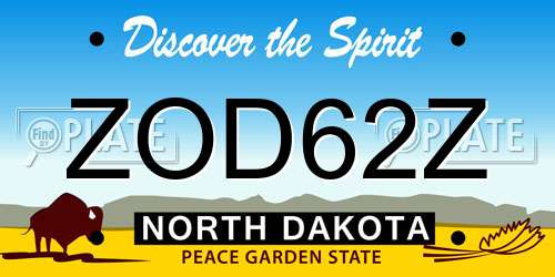 ZOD62Z North Dakota License Plate
