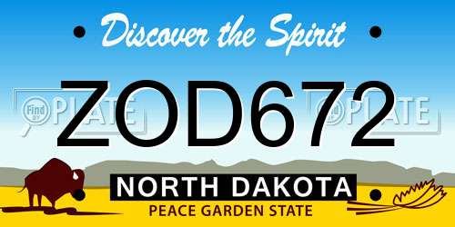 ZOD672 North Dakota License Plate