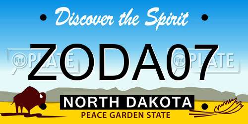 ZODA07 North Dakota License Plate