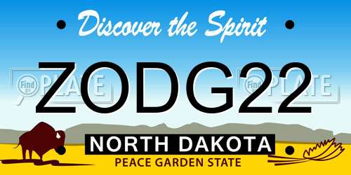 ZODG22 North Dakota License Plate