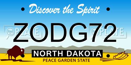 ZODG72 North Dakota License Plate