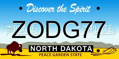 ZODG77 North Dakota License Plate