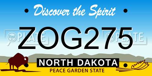 ZOG275 North Dakota License Plate