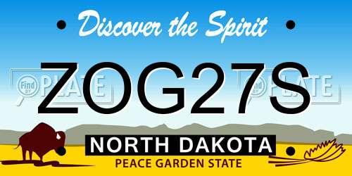 ZOG27S North Dakota License Plate