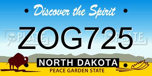ZOG725 North Dakota License Plate