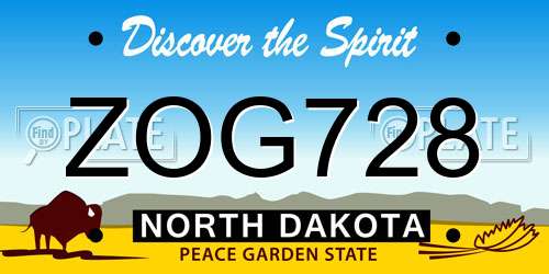 ZOG728 North Dakota License Plate