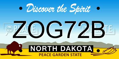 ZOG72B North Dakota License Plate