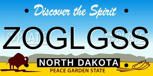 ZOGLGSS North Dakota License Plate