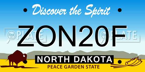 ZON20F North Dakota License Plate