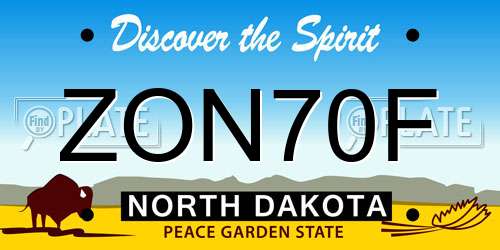 ZON70F North Dakota License Plate