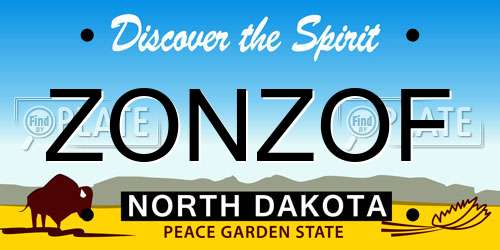 ZONZOF North Dakota License Plate