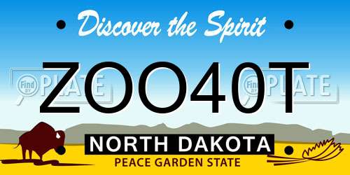 ZOO40T North Dakota License Plate
