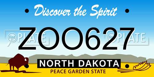 ZOO627 North Dakota License Plate