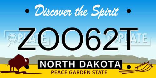 ZOO62T North Dakota License Plate