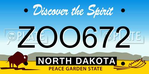 ZOO672 North Dakota License Plate