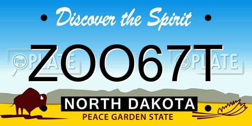 ZOO67T North Dakota License Plate