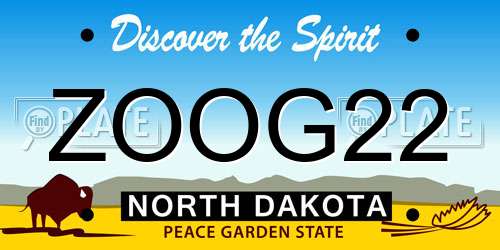 ZOOG22 North Dakota License Plate
