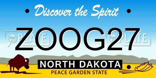 ZOOG27 North Dakota License Plate