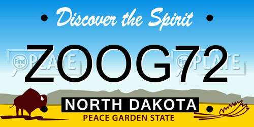 ZOOG72 North Dakota License Plate