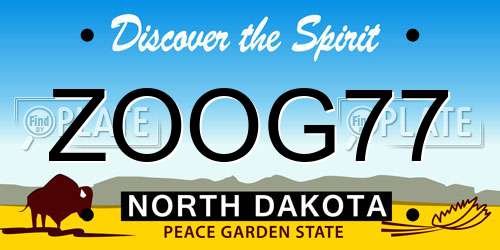 ZOOG77 North Dakota License Plate