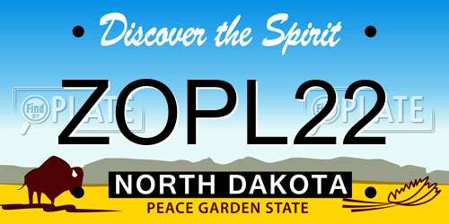 ZOPL22 North Dakota License Plate