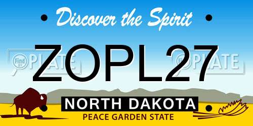 ZOPL27 North Dakota License Plate