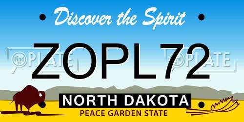 ZOPL72 North Dakota License Plate