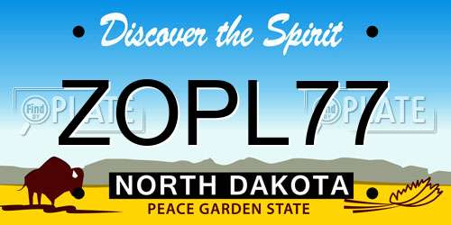 ZOPL77 North Dakota License Plate