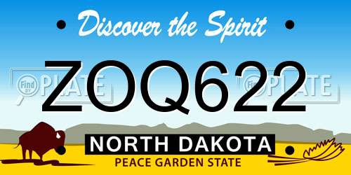 ZOQ622 North Dakota License Plate