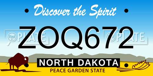 ZOQ672 North Dakota License Plate